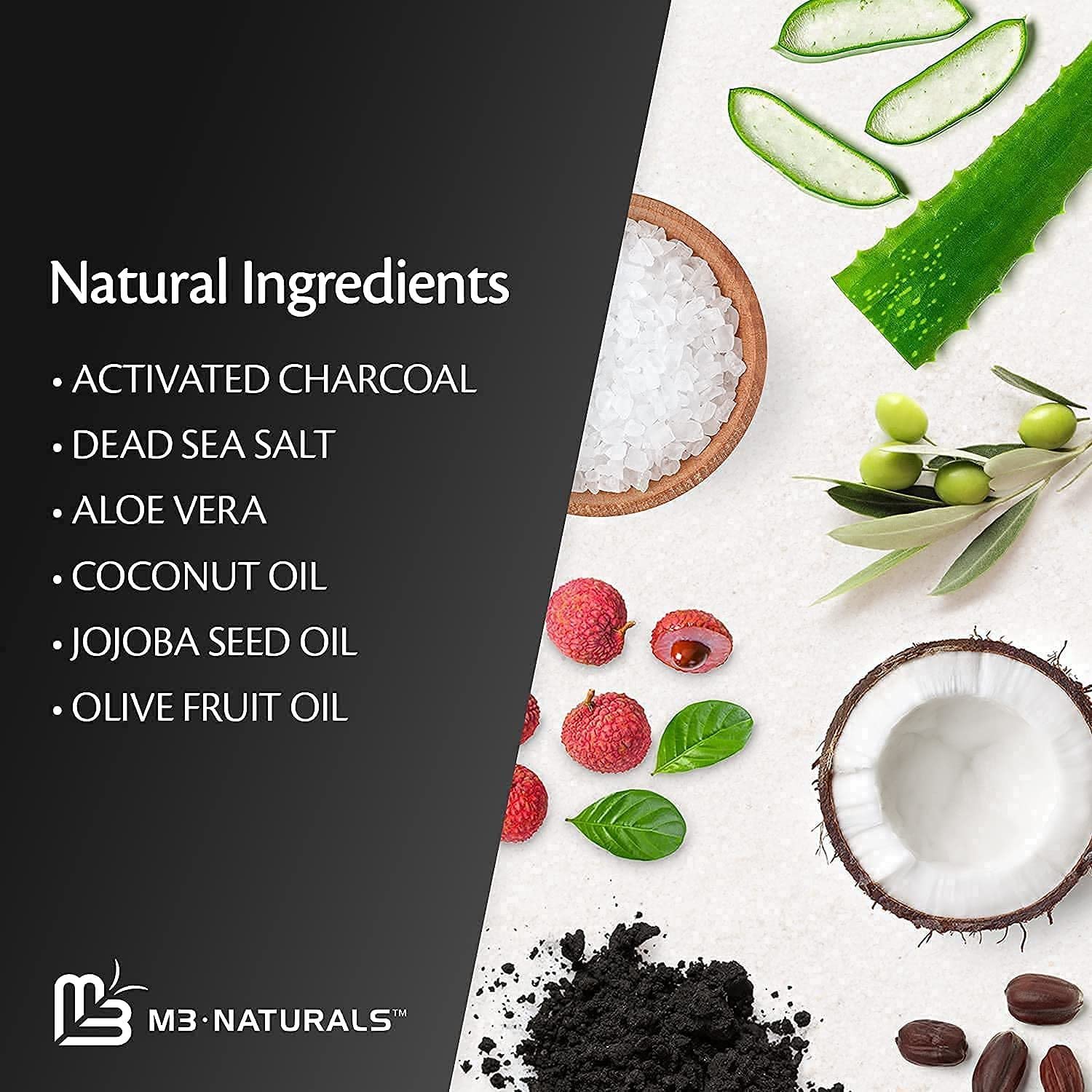 Charcoal Scrub Face Foot & Body Exfoliator Infused with Collagen and Stem Cell Natural Exfoliating Salt Body Scrub for Toning Skin Cellulite Skin Care Body by M3 Naturals